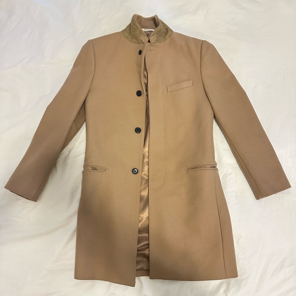 Club Monaco Slim Fit Tan Wool 3-button Topcoat